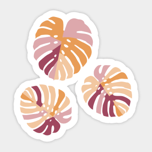 Color Block Monstera Leaves in Purple Sticker